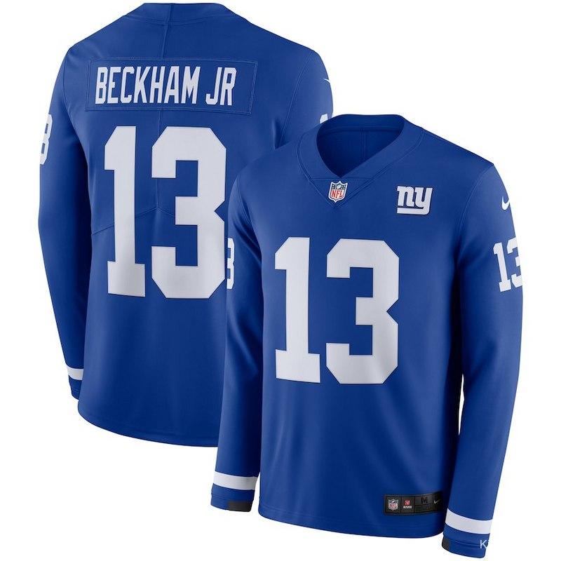 Men's Odell Beckham Jr. Blue Therma Long Sleeve Player Limited Team Jersey  - Kitsociety