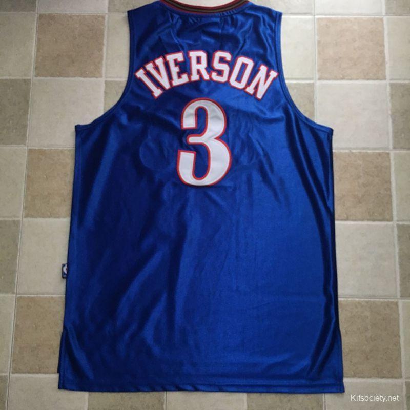 Men's Allen Iverson Blue And Red Retro Classic Team Jersey - Kitsociety