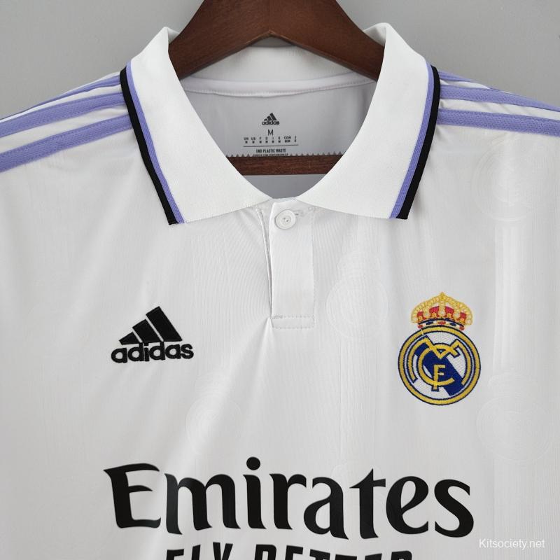 Player Version 22/23 Long Sleeve Real Madrid Home Soccer Jersey - Kitsociety