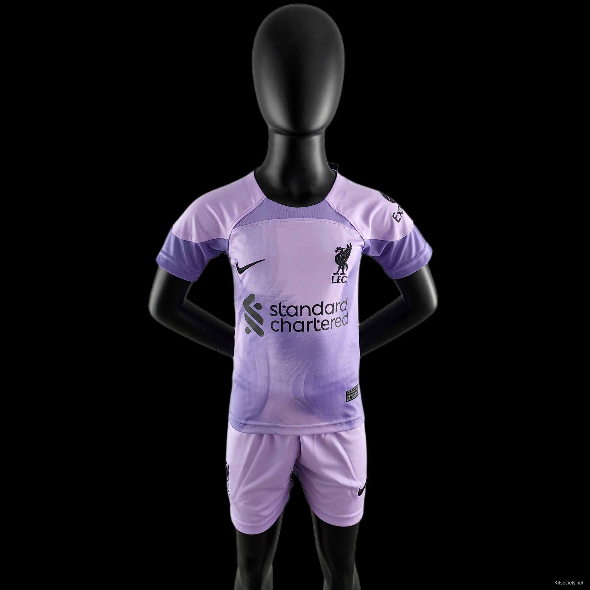 22/23 Liverpool Kids Kit Goalkeeper Purple Size 16-28 - Kitsociety