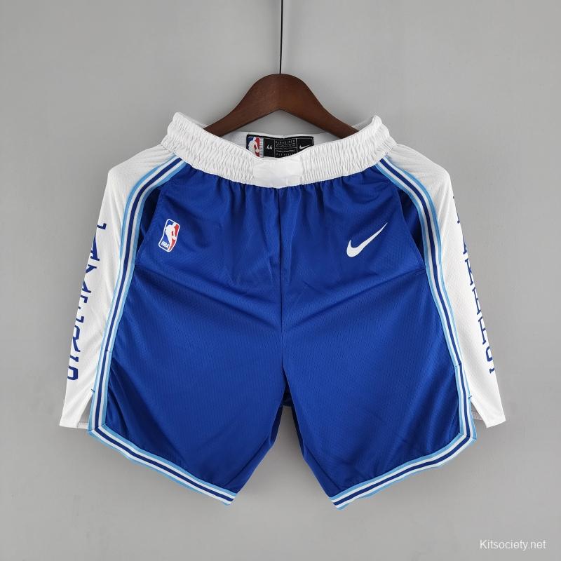 Los Angeles Lakers Retro NBA Shorts Blue White Trim - Kitsociety