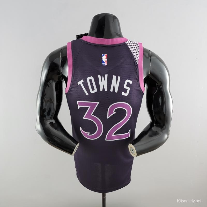 Minnesota Timberwolves TOWNS#32 Black And Purple NBA Jersey