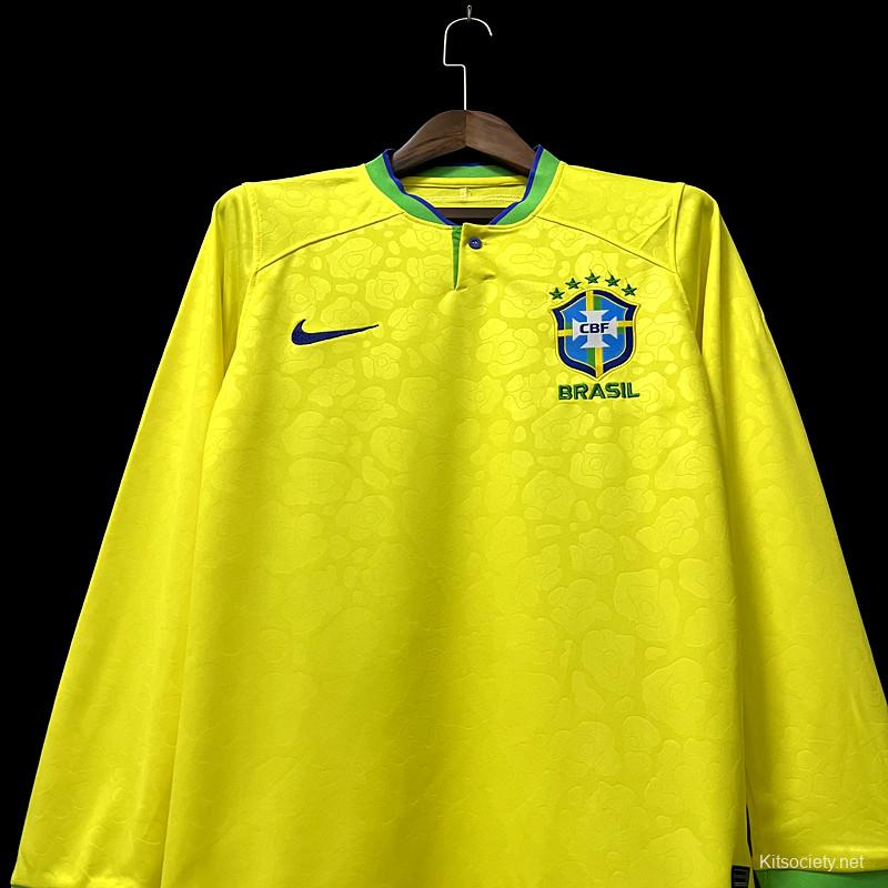 Long sleeve 2022 Brazil Home Jersey - Kitsociety