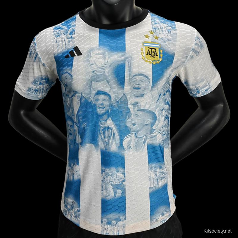 Player Version 3 Stars Argentina Away Jersey - Kitsociety