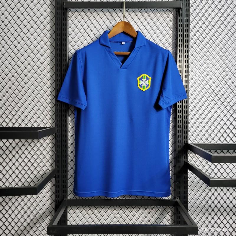 Retro 57-62 Brazil Away Blue Jersey - Kitsociety