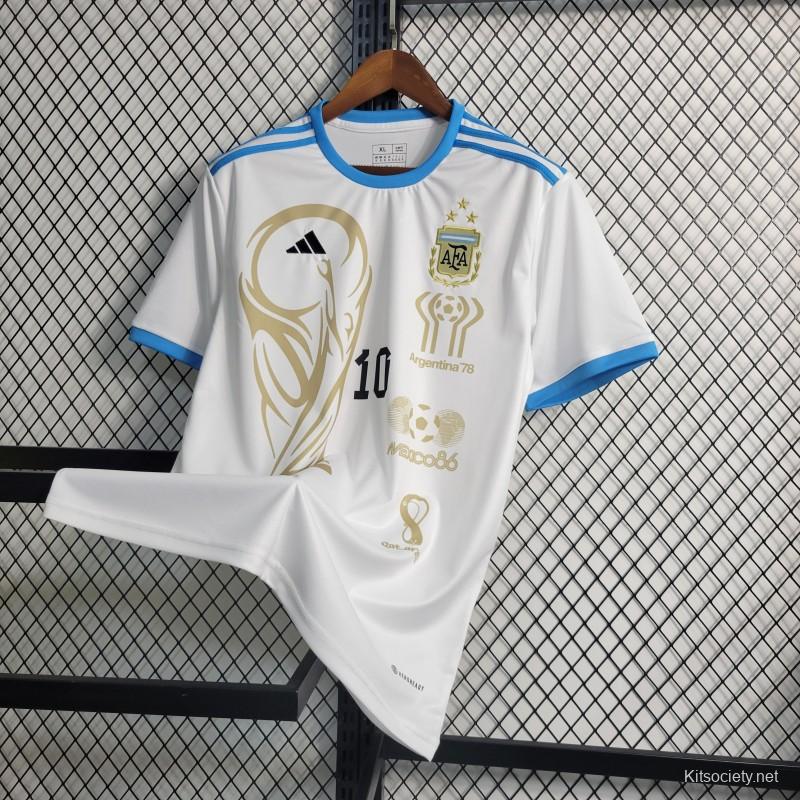 Player Version 3 Stars 2022 Argentina MESSI #10 Home Jersey With World Cup  Champion Patches - Kitsociety