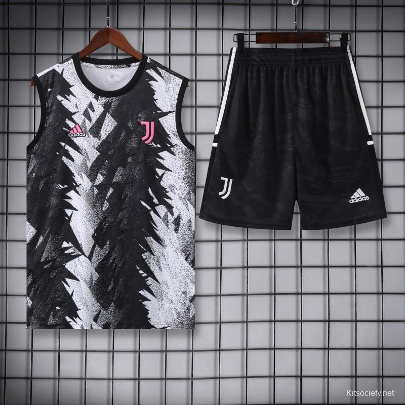 23-24 Juventus Black White Vest Jersey+Shorts - Kitsociety