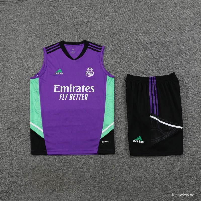 23-24 Real Madrid Purple Vest Jersey+Shorts - Kitsociety