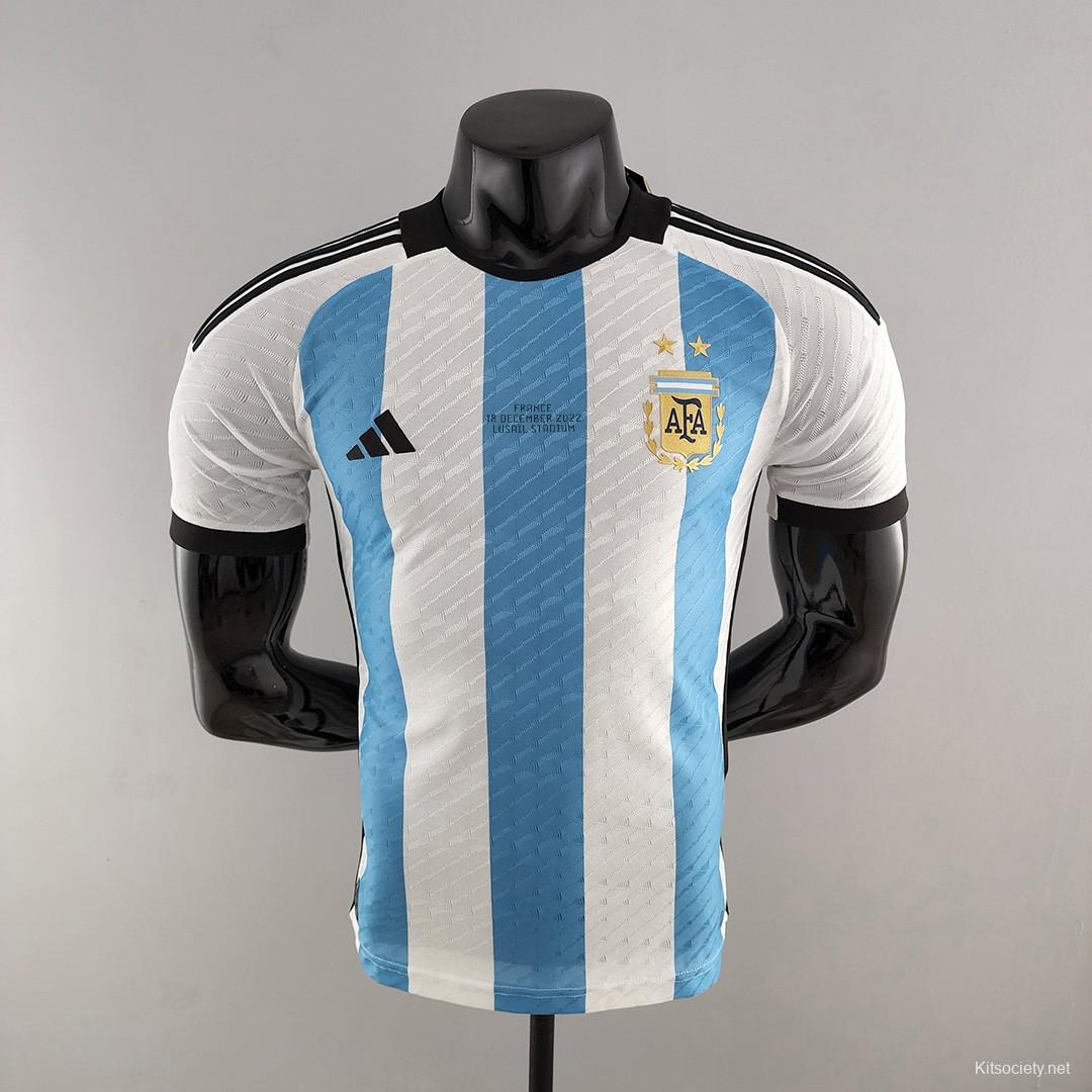 adidas Argentina Lionel Messi Three Star Home Jersey w/ World Cup Champion  Patch 22/23 (White/Light Blue)