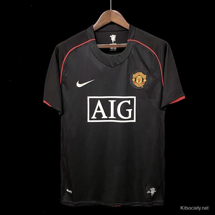 Manchester United 2007-2008 Away Black Retro Soccer Jersey