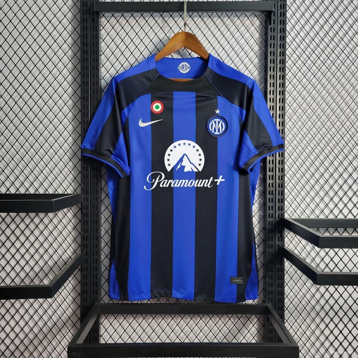22/23 Inter Milan Home Jersey With Paramount Plus Sponsor - Kitsociety