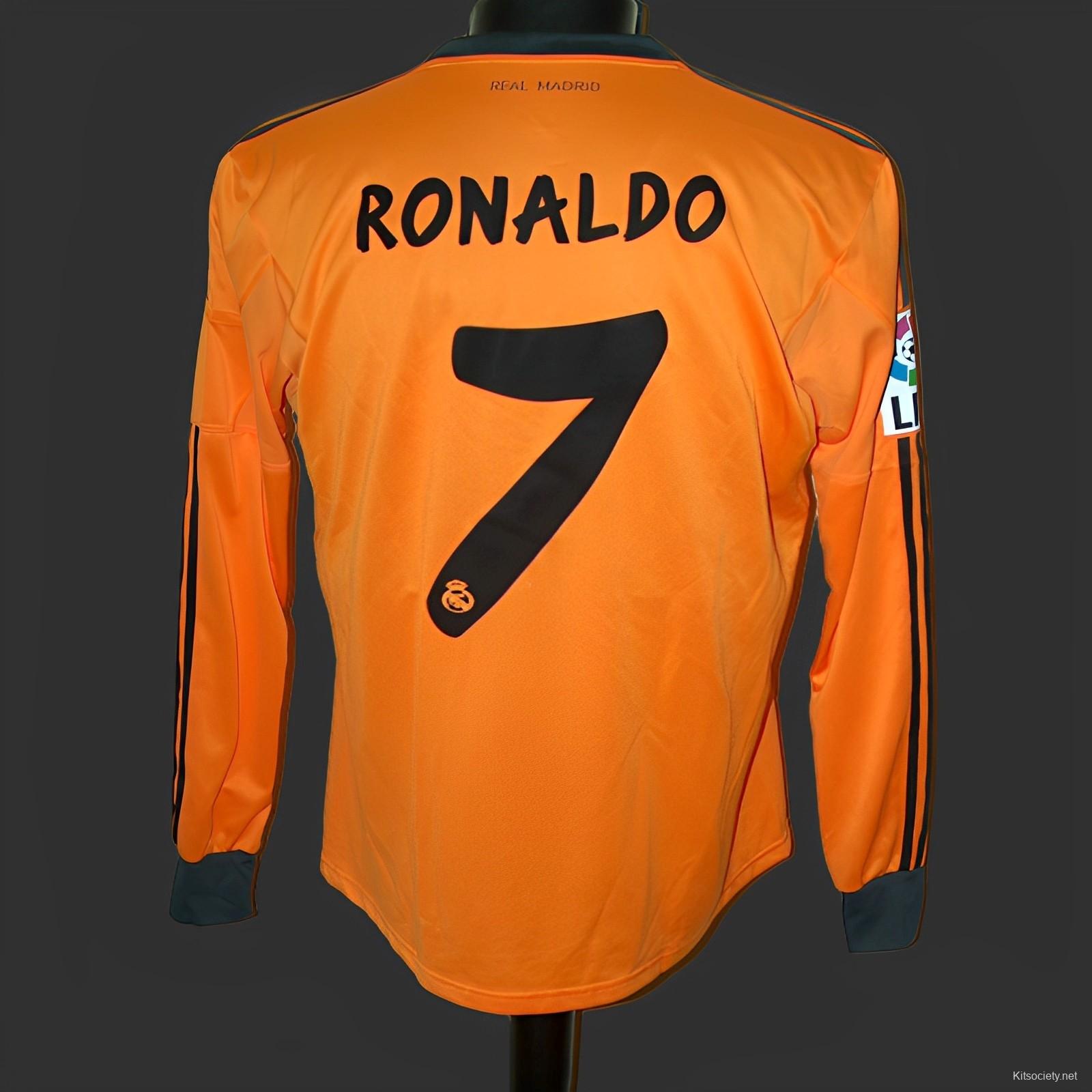 Retro 13/14 Real Madrid Third Orange Long Sleeve Jersey Worn By