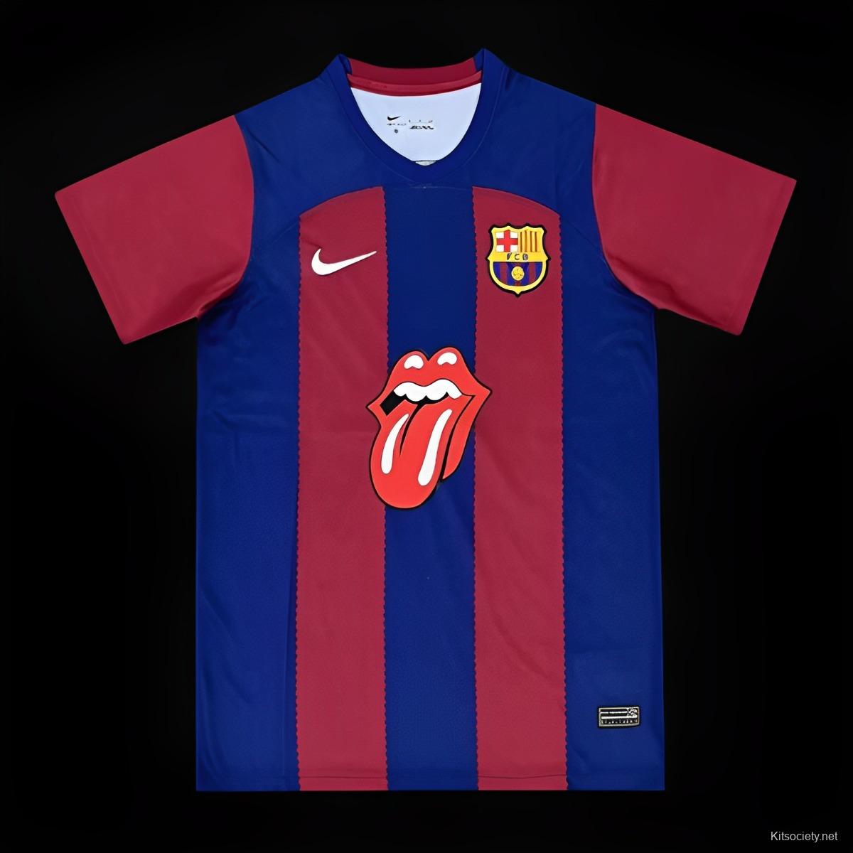 23-24 Barcelona White Away Long Sleeve Jersey - Kitsociety